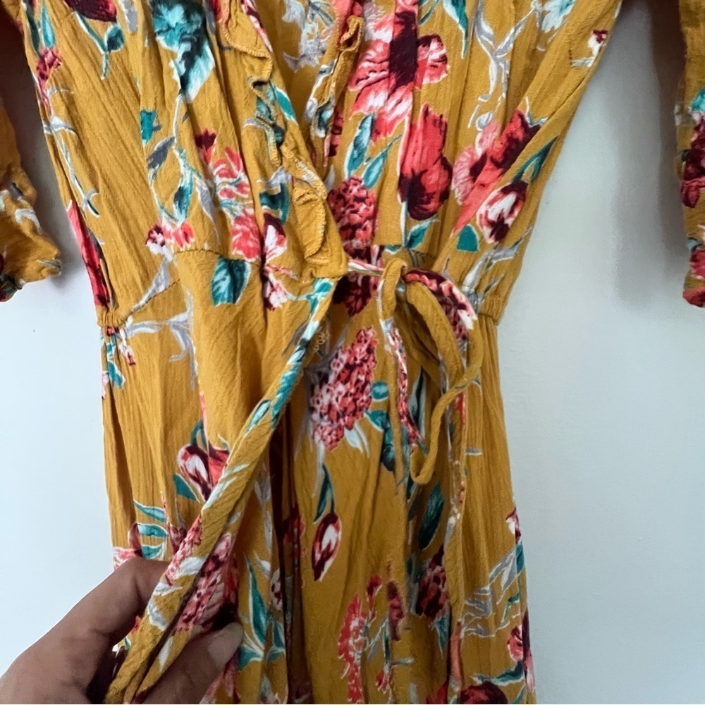 Band Of Gypsies Hudson Floral-Print Maxi Wrap Dress XS - Picture 7 of 13